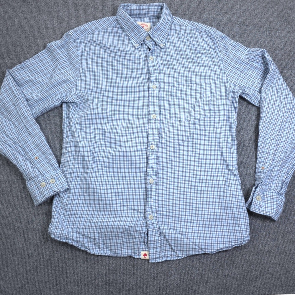 Brooks Brothers Red Fleece Shirt Men's Medium Blue Plaid Button Down Classic